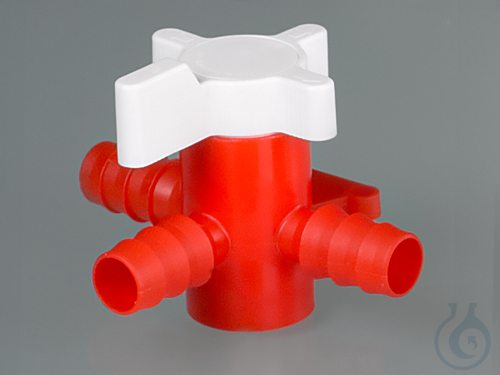 Three-way valve, PP/PE, Ø11-13mm, NW 8mm,red/white