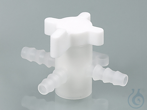 Three-way valve, PVDF, Ø 5-7 mm, NW 4 mm, white