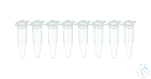 PCR Strips of 8 Tubes, 8 x 0.2 ml, domed caps, attached individual