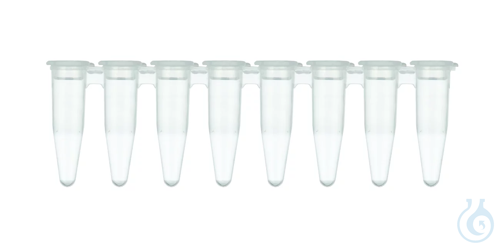 PCR Strips of 8 Tubes, 8 x 0.2 ml, flat caps, attached individual