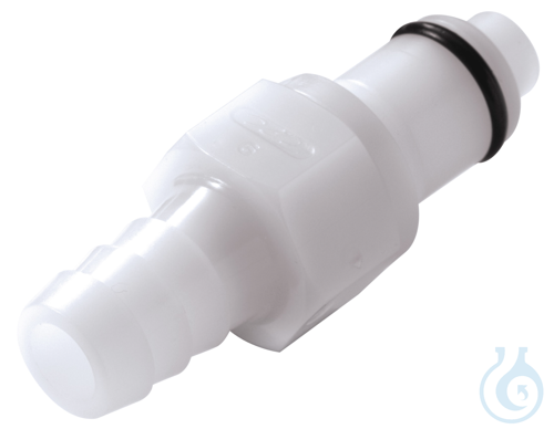 CPC coupling, POM, male, w/ valve, nozzle Ø 9,5 mm