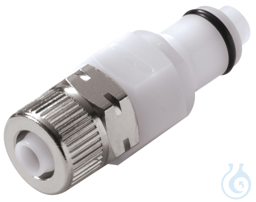 CPC coupling, POM, male, w/ valve, screw Ø 6x8 mm