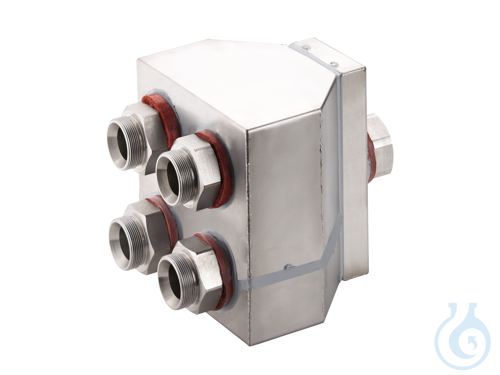 Quad distributing adapter M38x1.5, isolated, 1x M38x1.5 female to 4x M38x1