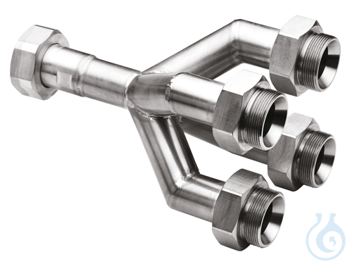 Quad distributing adapter M38x1.5, 1x M38x1.5 female to 4x M38x1.5 male