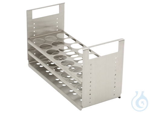 Test tube rack for 21 test tubes 30 mm dia., stainless steel