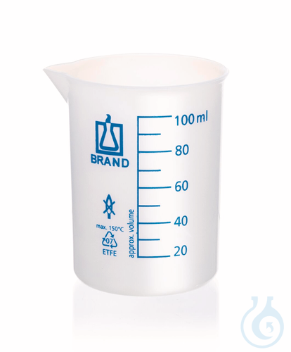 Beaker, low form, ETFE, 400 ml: 50 ml with graduation and spout