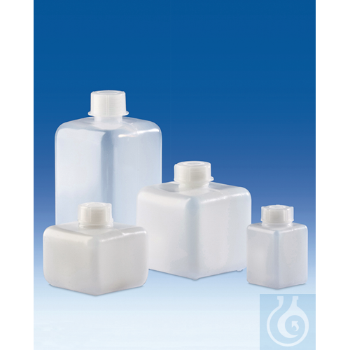 Narrow-neck bottle, PE-HD, square, 500 ml, with screw cap, PE-LD, GL 32