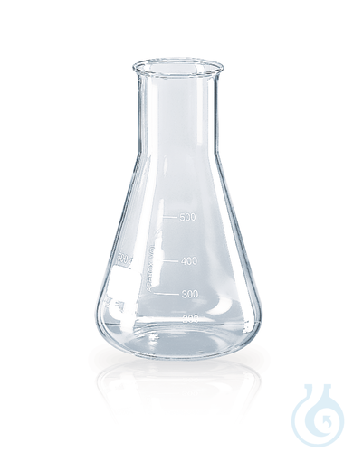 Erlenmeyer flask, wide neck, Boro 3.3, 100 ml, with beaded rim and graduation
