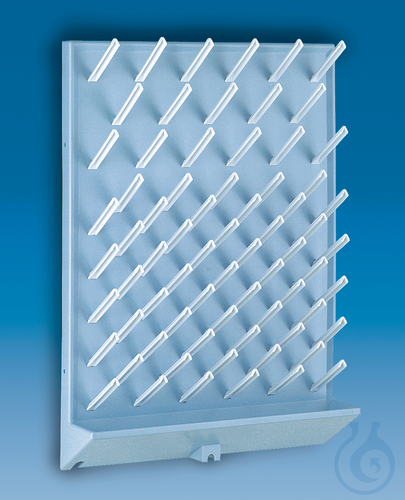 Draining rack, PS, light grey, 450 x 630 mm, 72 pegs, dia. 16 mm