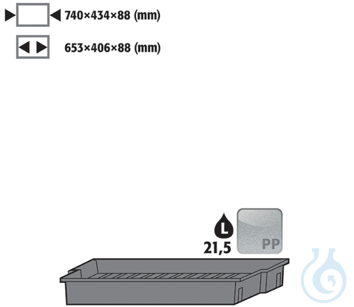 sump inliner for shelf PP raw for UB90/UB30 B890/1400 740x434x88