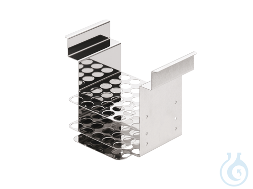 Stainless steel test tube rack, up to +150 °C, for 30 test tubes 100 x 17 mm dia