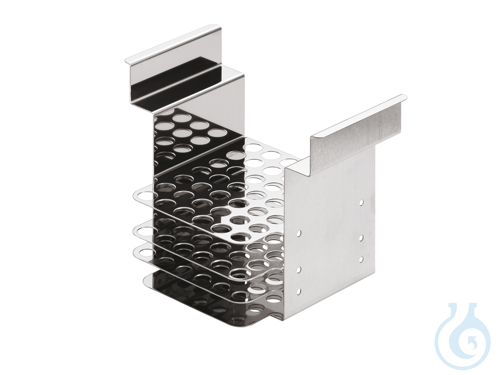 Stainless steel test tube rack, up to +150 °C, for 42 test tubes 75 x 12/13 mm d