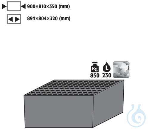 bottom collecting sump with grid sh.steel galv. for XL90 B1105 900x810x350