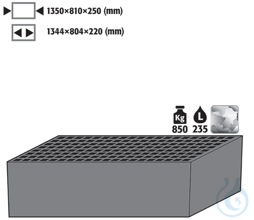 bottom collecting sump with grid sh.steel galv. for XL90 B1555 1350x810x250