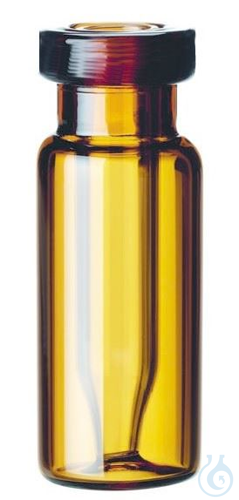 Roll rim bottle ND11 w/ micro insert, 32x11,6 mm, amber glass, 1. hydrol. Class