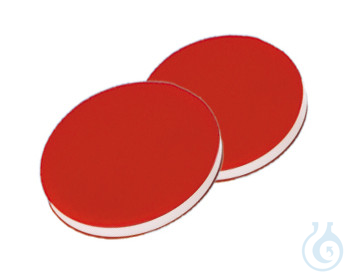 Septa, 11 mm diameter, PTFE red/silicone white/PTFE red, 45° shore A, 1,0 mm