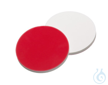 Septa, 11 mm diameter, silicone creme/PTFE red, 55° shore A, 1,5mm, 10 x 100 pc
