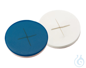 Septa, 11 mm diameter, 1,5mm, silicone white/PTFE blue, cross slitted