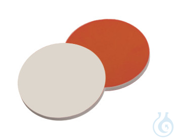 Septa, 11 mm diameter, red rubber/PTFE beige, 1,0 mm, approved IM Qualtiy
