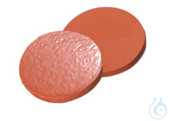 Septa, ND13, 12 mm diameter, natural rubber red-orange/TEF transp., 1,3mm