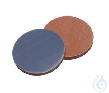 Septa, 16 mm diameter, butyl red/PTFE grey, 55° shore A, 1,6mm, 10 x 100 pc