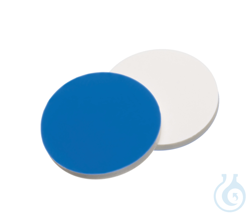 Septa, 17 mm diameter, silicone white/PTFE blue, 1,5 mm, 10 x 100 pc