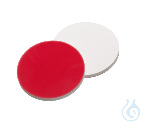 Septa, 17 mm diameter, silicone white/PTFE red, 1,3mm, 10 x 100 pc