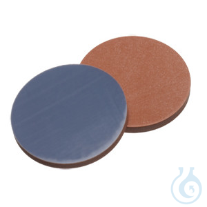 Septa, 19 mm diameter, butyl red/PTFE grey, 55° shore A, 1,3mm, 10 x 100 pc