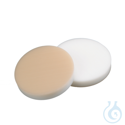 Septa, 20 mm diameter, silicone white/PTFE beige, 45° shore A, 3,2mm