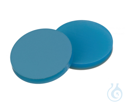 Septa, 20 mm diameter, silicone blue transp./PTFE transp., 45° shore A, 3,0mm