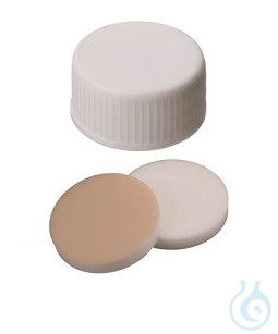 ND24 UltraBond PP screw cap, 3,2mm,white, closed, Si natur/PTFE beige