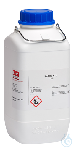 KT2 Kjeltabs catalyst tablets 5 g K2SO4, 0,15 g CuSO4 0,15 g TIO2 (box of 1000 p