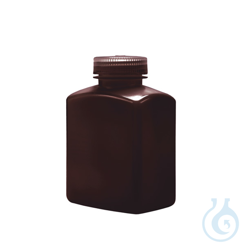 Rectangular amber bottle, HDPE, 1000 ml, 6 units