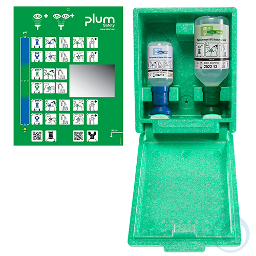 Plum eye emergency station 4789 in wall box with 1 eye wash bottle each
