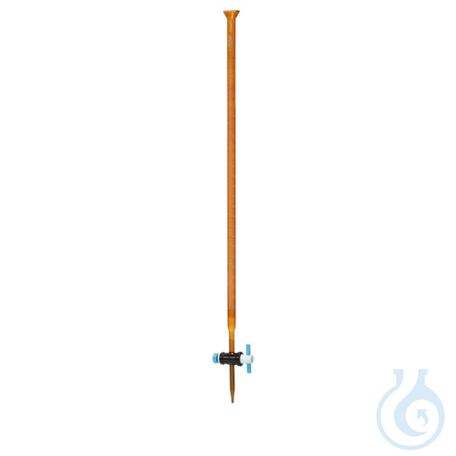 Amber burette with PTFE straight stopcock and funnel top, class A, 10 ml, 1 pc