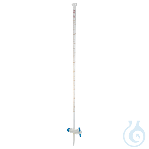 Burette with PTFE straight stopcock and funnel top, class A, 25 ml