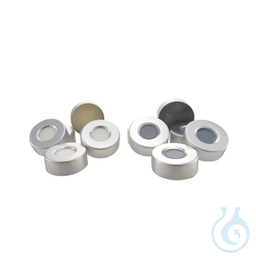 Aluminium crimp cap Ø20 mm with moulded septa Butyl / natural PTFE, 100 pcs