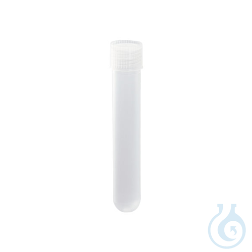 Test tube with screw cap in PP, with label
