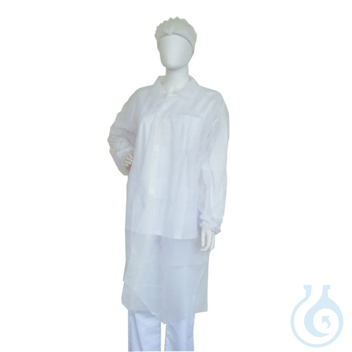 Disposable visitor coat, 40 g, PP, white color, without pockets, one size, 10 pc