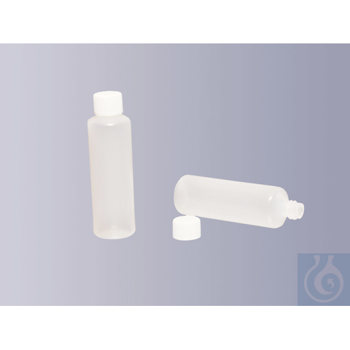 Specimen bottle, made of PE, complete with screw cap, 12 ml, D 19 x H 62 mm