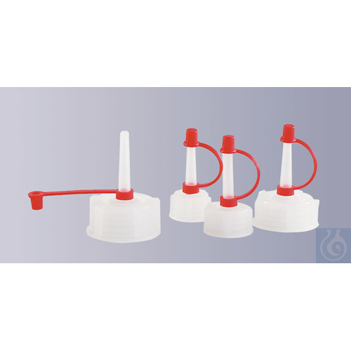 Screw cap PE with long dropper nozzle and nozzle cap, GL 18