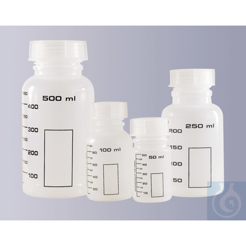 Wide neck bottle, PP, round, natural, graduated, without closure, GL 65, 1000 ml