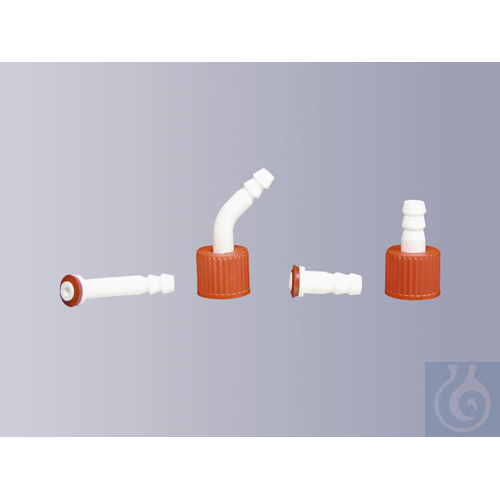 Hose connector, straight, made of PP, with seal for screw cap GL 14