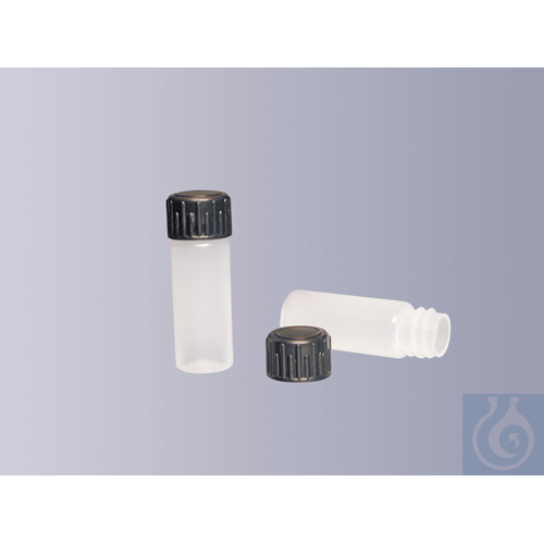 Bottle made of PE, natural, complete with black screw cap, 5 ml, D 15 x H 45 mm