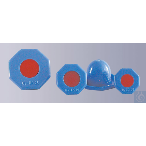 NS-plastic-stoppers, HDPE, blue, round, hexagonal for oxygen bottles, NS 34
