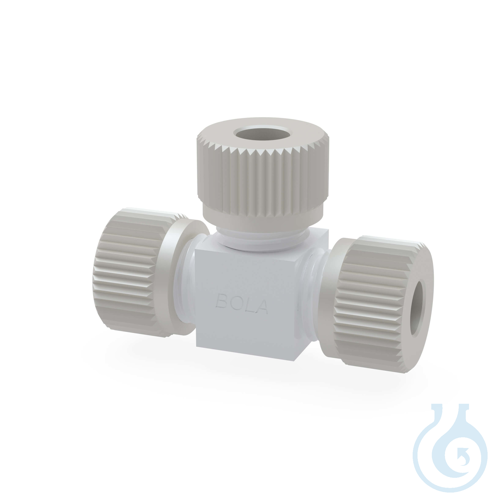 BOLA Tube Fittings T, Ø 14 mm PTFE, nut made of glass-fibre reinforced PTFE