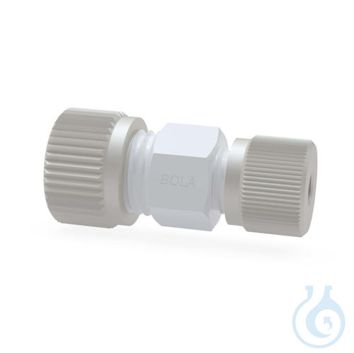 BOLA Reducing Unions, A= Ø 12mm B= Ø 4mm PTFE, glass-fibre reinforced PTFE nut