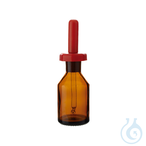 Dropper bottle in transparent borosilicate glass with PP cap and pipette, 30 ml,