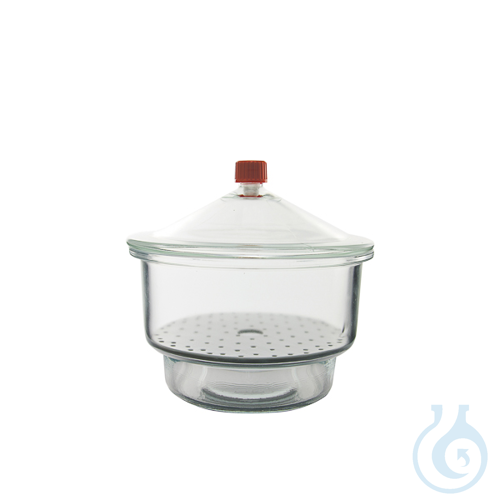 Desiccator with knobbed lid and porcelain plate, 150 mm, Premium Line