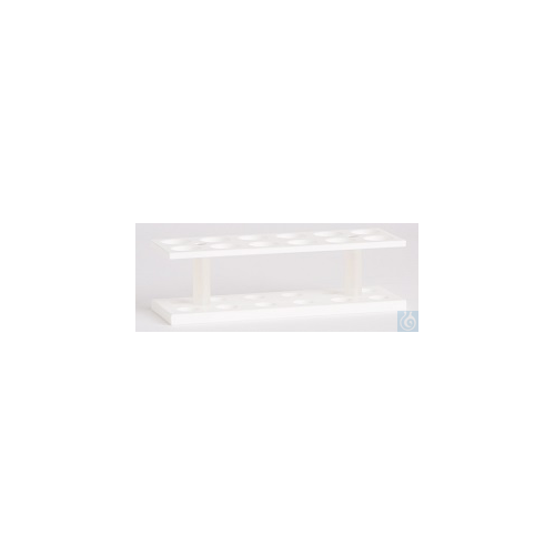Test Tube Rack for 12 Tubes in 2 Rows,, white PP, (WxDxH) 160x60x88 mm, holes